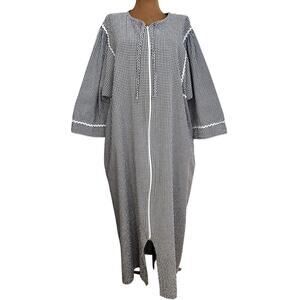 The Tog Shop Sz XL Gingham Moo Moo Blue Cotton Vintage Loose Fit House Dress